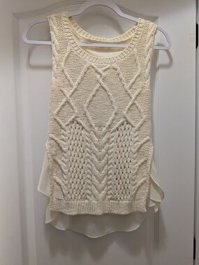 Moth Cream Cable Knit Sleeveless Layered Top